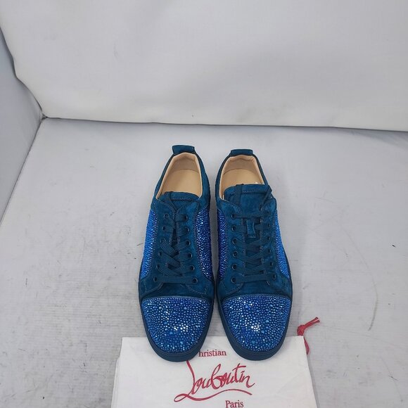 Christian Louboutin Blue WOMENS Louis Junior Strass Bejeweled Low Top Sneaker - Picture 7 of 12